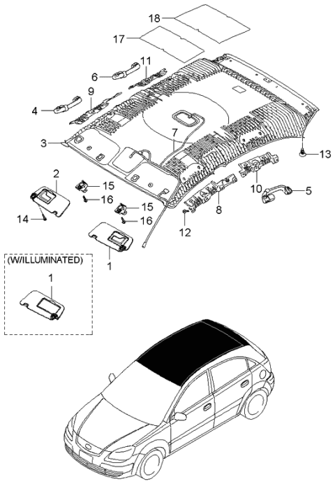 2005 Kia Rio Handle Assembly-Roof Assist Diagram for 853403K500RU