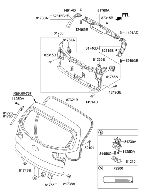 2014 Kia Sportage Panel Assembly-Tail Gate Diagram for 817503W010WK