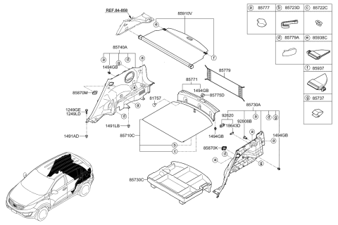 2015 Kia Sportage Trim Assembly-Luggage Covering Diagram for 857203W000GAH