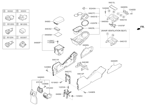 2014 Kia Sportage Tray-Floor Console Diagram for 846313W020