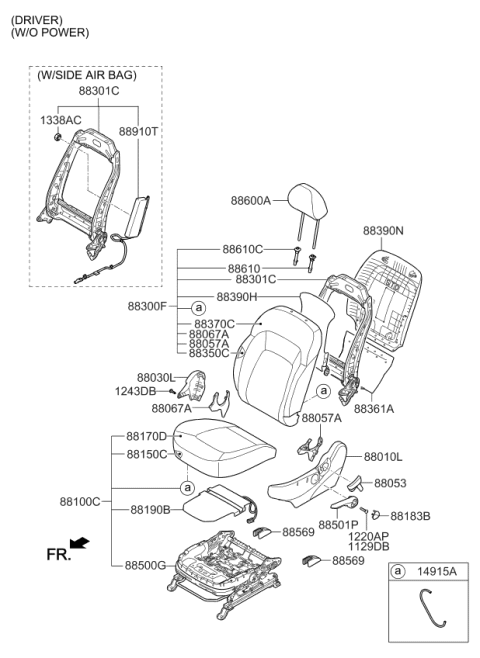 2014 Kia Sportage Knob-Front Seat RECLINER LH Diagram for 881203W000WK