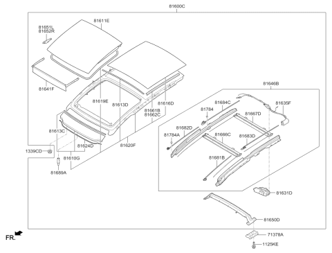 2015 Kia Sportage Sunroof Assembly Diagram for 816003W025ED