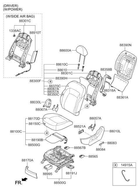 2014 Kia Sportage Front Seat Back Passenge Covering Diagram for 883603W203EAV