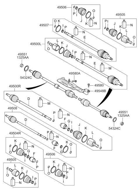 2011 Kia Optima Hybrid Drive Shaft (Front) Diagram
