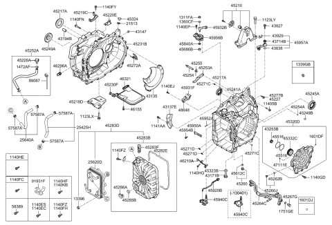 2012 Kia Optima Hybrid Valve Body Oil Filter Assembly Diagram for 463213D100