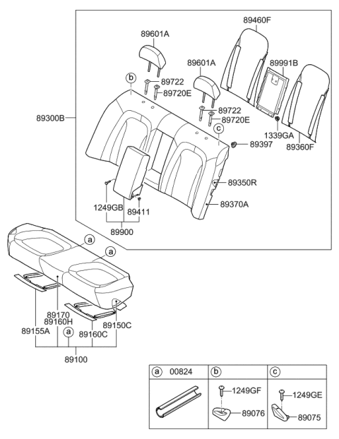 2013 Kia Optima Hybrid Rear Seat Cushion Covering Assembly Diagram for 891604U150AL9