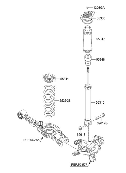 2013 Kia Optima Hybrid Rear Shock Absorber Assembly Diagram for 553114R030