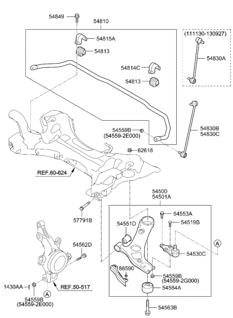 2012 Kia Optima Bar Assembly-Front Stabilizer Diagram for 548102T030