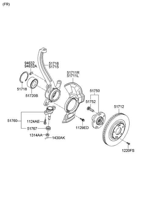 2008 Kia Amanti Front Wheel Bearing Diagram for 517203A200