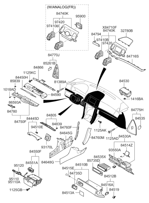 2006 Kia Amanti Plate Assembly-Crash Pad LH Diagram for 847903F00548