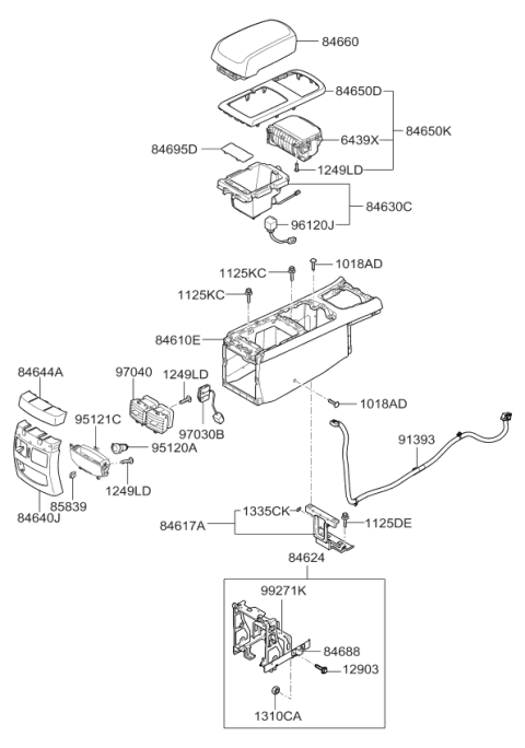 2007 Kia Amanti Box Assembly-Console Diagram for 846903F07548