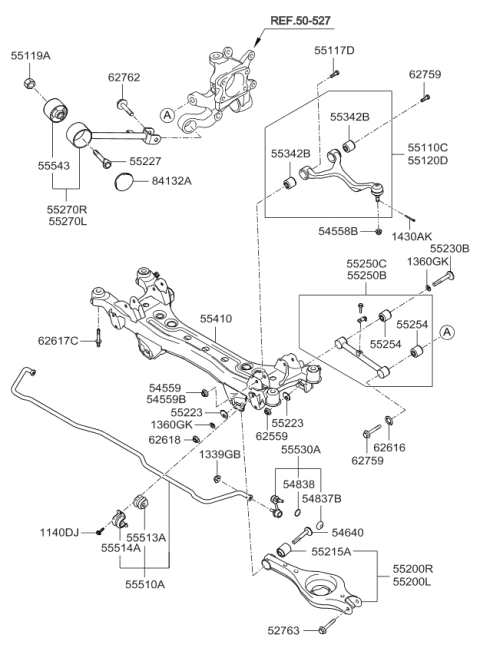 2006 Kia Amanti Bush-Rear Suspension Arm Diagram for 552153F600