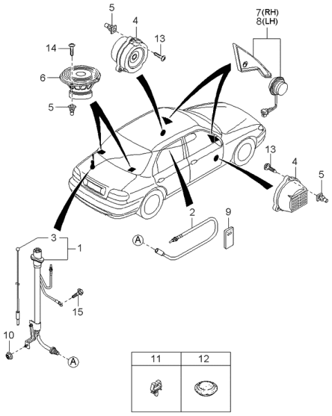 1997 Kia Sephia Antenna & Speaker Diagram