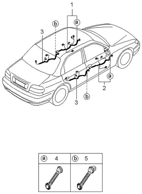 1999 Kia Sephia Door Wiring Harnesses Diagram