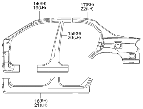 2000 Kia Sephia Side Panels Diagram 2