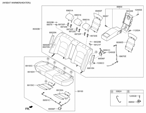 2018 Kia Cadenza Rear Seat Back Armrest Assembly Diagram for 89900F6000YFA