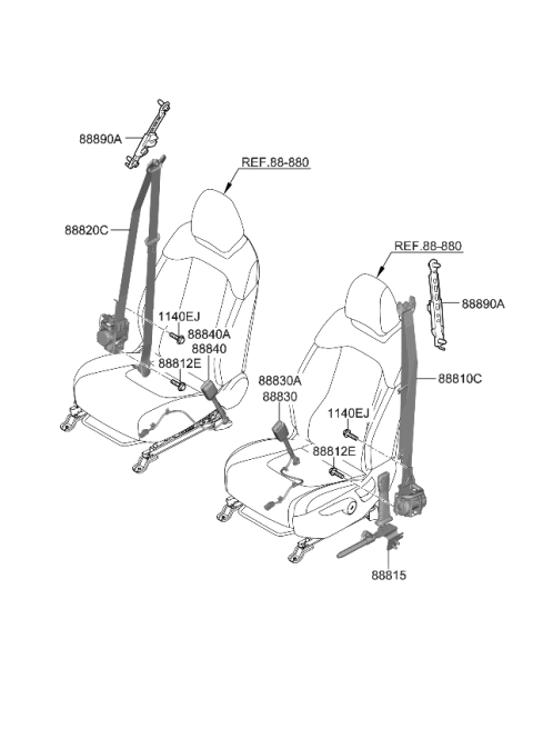 2023 Kia Sportage SEAT BELT PRETENSION Diagram for 88850P1000WK