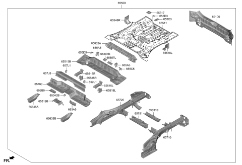 2023 Kia Sportage MEMBER-REAR FLOOR CE Diagram for 65632P0000