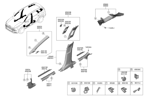 2024 Kia Sportage TRIM ASSY-RR PILLAR Diagram for 85850P1000GYT