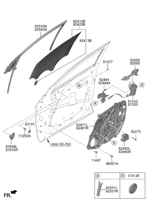 2023 Kia Sportage GLASS ASSY-FRONT DOO Diagram for 82410P1010