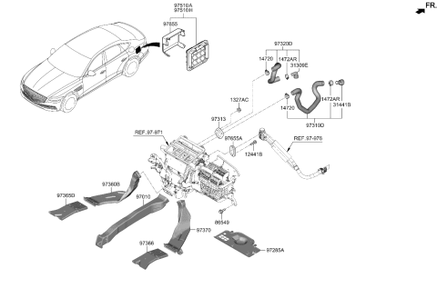 2024 Kia Sportage DUCT-REAR HEATING,RH Diagram for 97370N9000