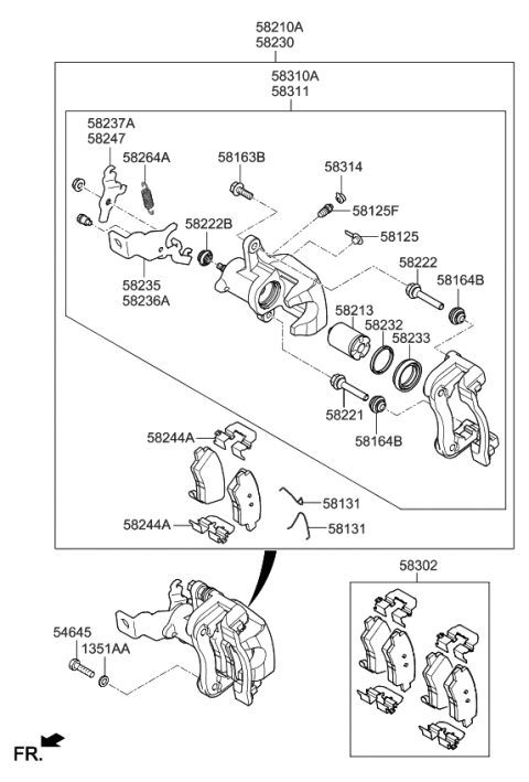 2020 Kia Niro Pad Kit-Rear Disc Brake Diagram for 58302F2A30