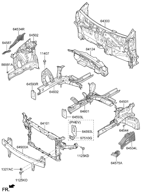 2022 Kia Niro Carrier Assembly-Front End Diagram for 64101G5000