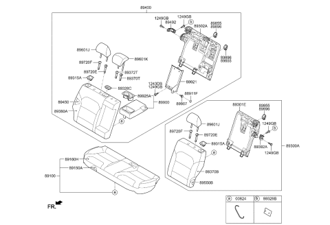2021 Kia Niro Rear Seat Armrest Assembly Diagram for 89900G5010DPW