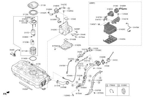 2020 Kia Niro Cover-Fuel Pump Plate Diagram for 31152A9000