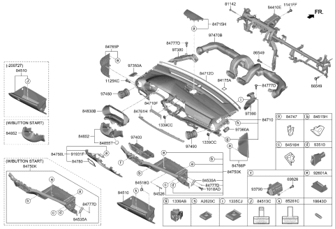 2021 Kia Forte Glove Box Assembly Diagram for 84510M7010GBU