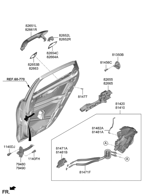 2019 Kia Forte Rear Door Latch Assembly Diagram for 81420M7210