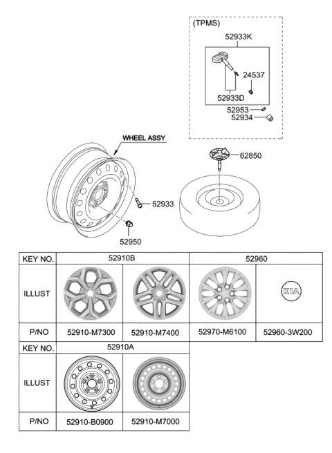 2020 Kia Forte Wheel Assembly-Steel Diagram for 52910B0900