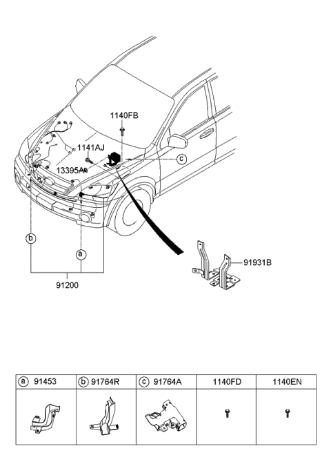 2008 Kia Sorento Wiring Assembly-Engine Diagram for 912143E143