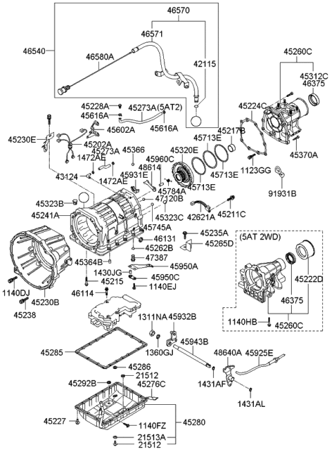 2007 Kia Sorento Plug-Oil Drain Diagram for 452864C100