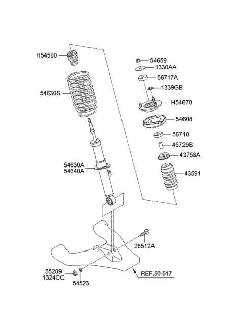2006 Kia Sorento Front Shock Absorber Assembly, Right Diagram for 546403E200
