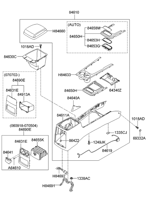 2007 Kia Sorento Console-Floor Diagram for 846113E001WK