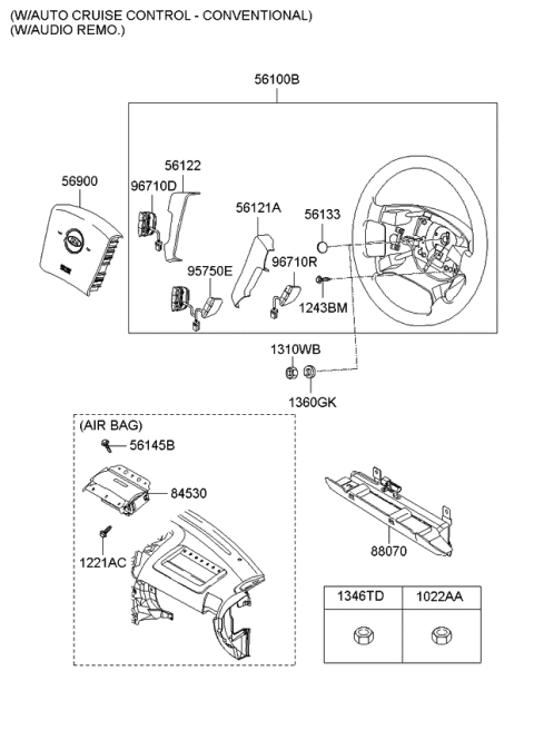 2006 Kia Sorento Knee Air Bag Module Assembly Diagram for 569703E000FC