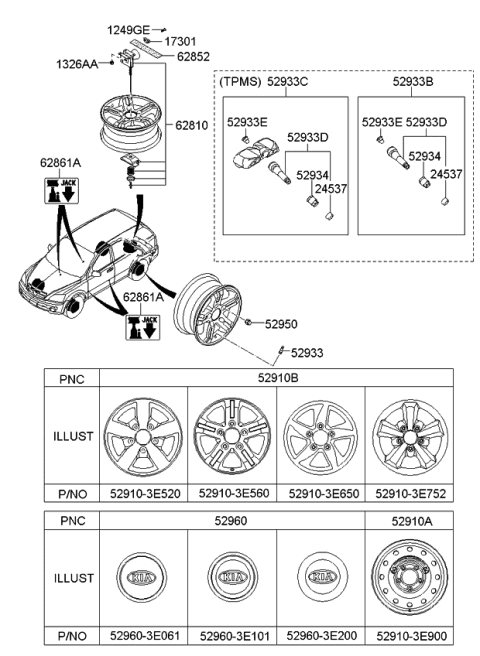 2007 Kia Sorento Wheel Assembly-Aluminum Diagram for 529103E650