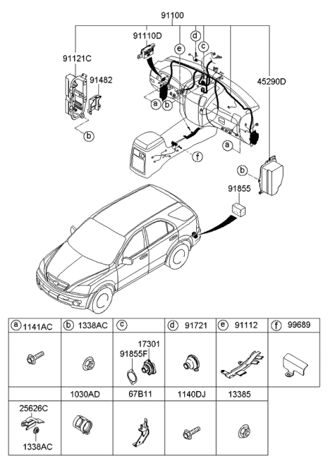 2008 Kia Sorento Wiring Assembly-Main Diagram for 911303E080