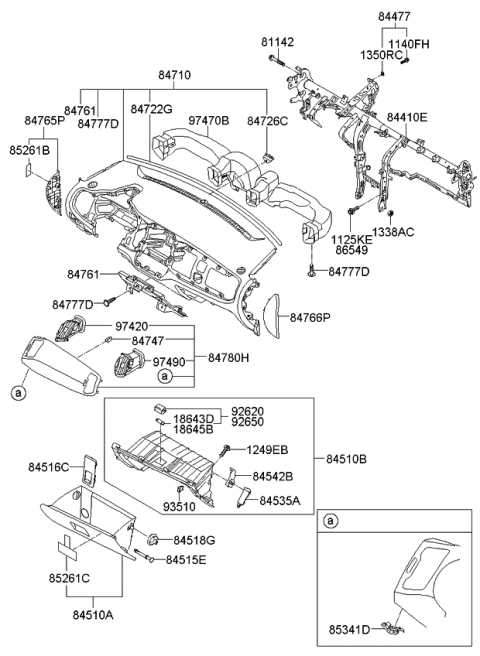 2013 Kia Sportage Garnish Assembly-Crash Pad Center Diagram for 847803W010AK5