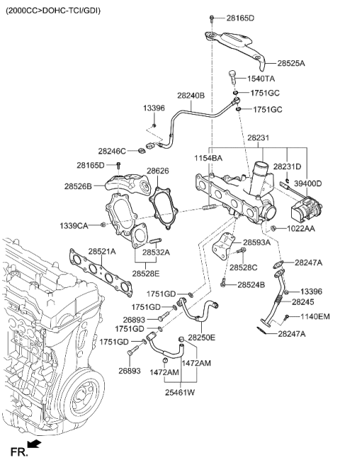 2010 Kia Sportage Turbocharger Diagram for 282312G420