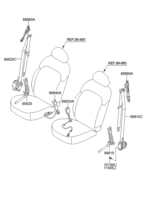 2010 Kia Sportage Front Seat Belt Assembly Left Diagram for 888103W500GAH
