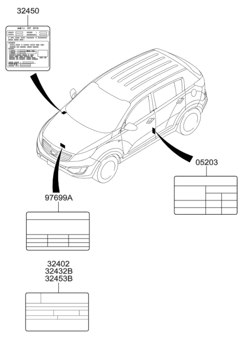 2011 Kia Sportage Label-Emission Control Diagram for 324582G130