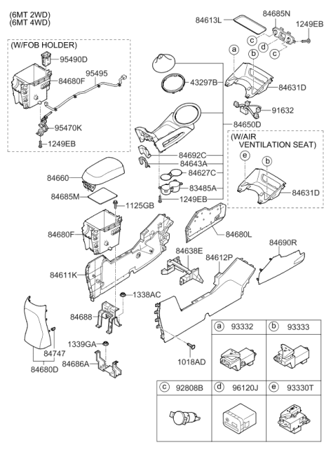 2010 Kia Sportage Cover Assembly-Console R Diagram for 846703W000GAH