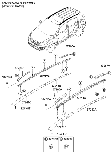 2012 Kia Sportage MOULDING Assembly-Roof R Diagram for 872433W510