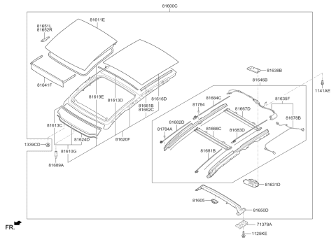 2010 Kia Sportage Sunroof Assembly Diagram for 816003W020WK