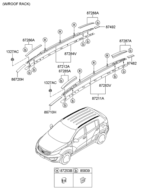 2010 Kia Sportage Pad-Roof Rack Front LH Diagram for 872773W000