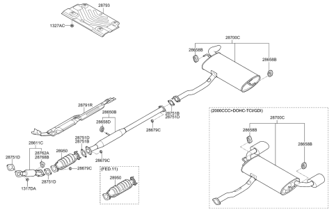 2013 Kia Sportage Main Muffler Assembly Diagram for 287003W100