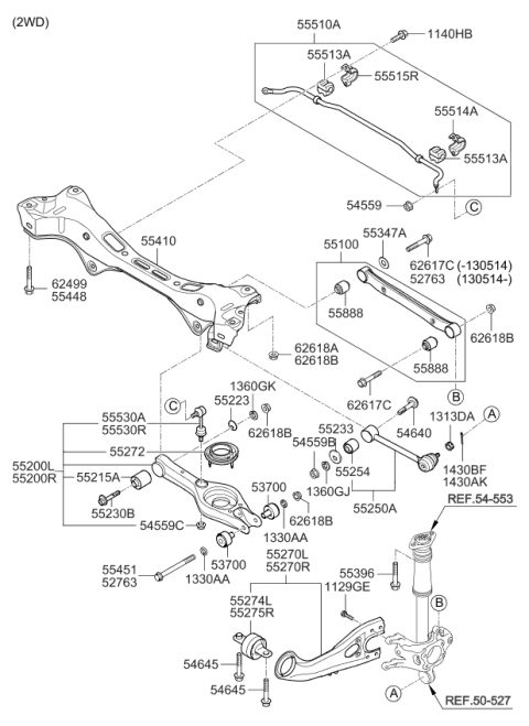 2010 Kia Sportage Crossmember-Rear Diagram for 554052S110