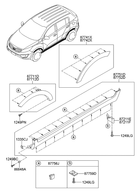 2010 Kia Sportage DEFLECTOR Assembly-Side Diagram for 877563W000